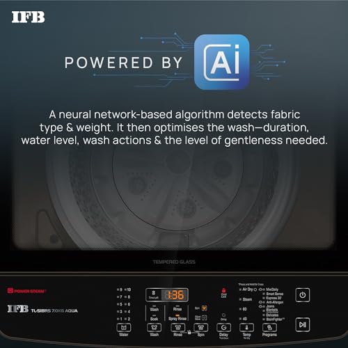 Image of IFB 7 Kg 5 Star AI Powered Fully Automatic Top Load Washing Machine (TL S1BRS 7.0Kg Aqua, Brown, 2X Power Steam, 4 Years Comprehensive Warranty)
