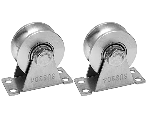 Cable Pulley Wheel Stainless Steel, Duplex Bearings, Rope Pulley for Pulley System, Gym Equipment, Sliding Gate, 2 Pack