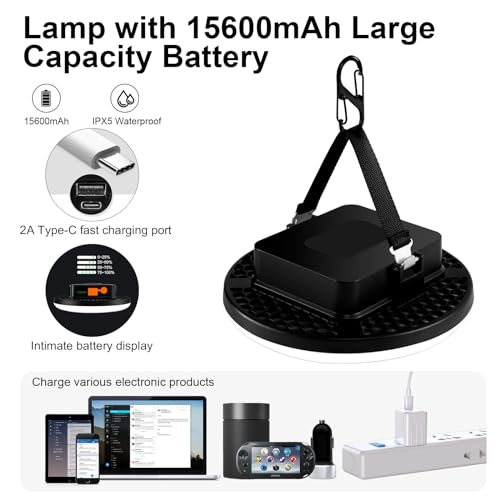 Image of IODOO 16500mAh 60W Rechargeable Camping Light 3000LM 2700 /4000 /6500K LED Camping Lantern Portable IP65 Waterproof Tent Lights Power Failur