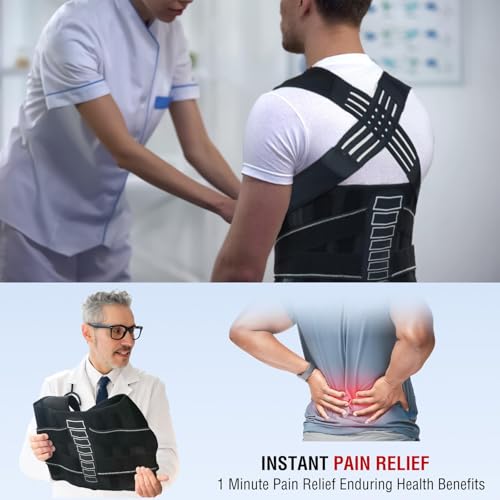 Image of Back Brace Posture Corrector for Women and Men with Spine Vertical Alignment System, Lower Back Pain Relief, Back Straighter Instant Posture Corrector - Scoliosis (Black, X-Large)