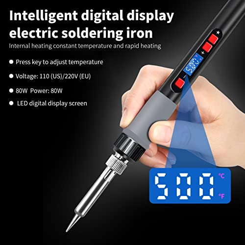 ERYUE Ferro de solda com visor digital 80 W 110 V ferro de solda com temperatura ajustável