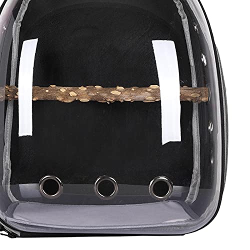 Mochila para mascotas negra para viajar con loros y aves cómodamente 7