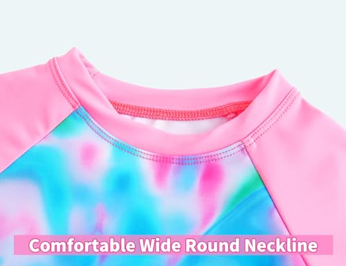 Image of Snowheart Girls Rash Guard Sets Long Sleeves Swimsuit 2 Pieces Tankini Bathing Suit Swimwear for Girls 3-12 Years