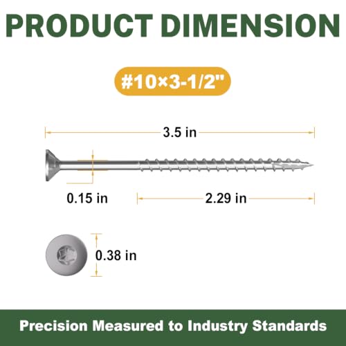 Image of LIONMAX #10x3-1 /2 Inch 304 Stainless Steel Deck Screws, Wood Screws, 100PCS