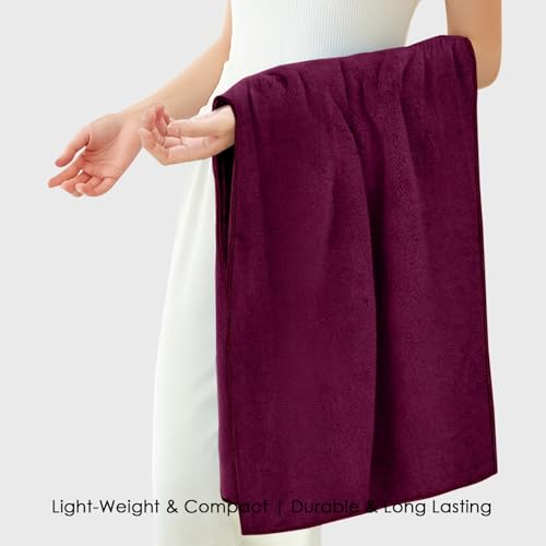 Image of HOUSSE Premium Microfiber Bath Towel - Extra Large 75x150cm Quick Dry Towels for Women Men & Kids | Super Soft Plush 550 GSM | Ultra Absorbent for Home Swimming Sports & Travel (Red Plum)