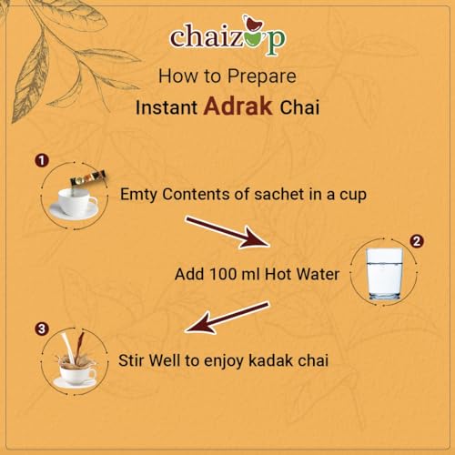 Image of Chaizup Daily 1 Min Instant Adrak Chai Premix - 30 Sachets | Adrak Flavours | 30 Servings | 420g