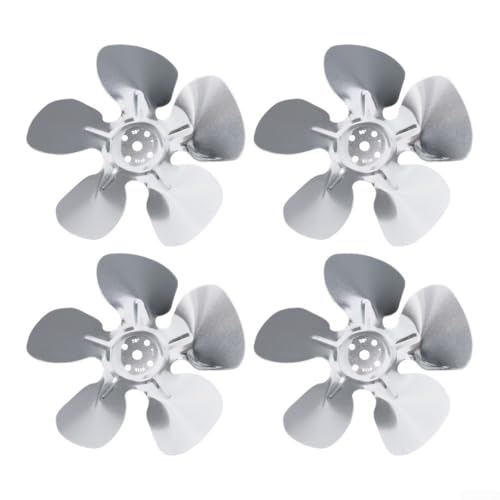 Paquete de 4 aspas de ventilador de refrigerador, hélice de ventilador de refrigeración de aluminio para almacenamiento en frío, estilo de succión con lado izquierdo elevado, orificio de 6,9 mm