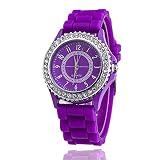 CdyBox Women’s Wholesale Watches Pack Silicone Band Lady Rhinestone Wristwatch (Purple)