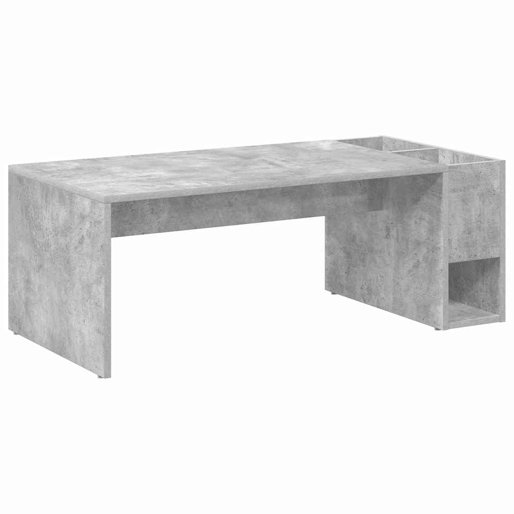 Mesa de centro de hormigón gris 101,5 x 50 x 37 cm, moderna mesa auxiliar de madera con mucho espacio de almacenamiento y diseño claro para salón, dormitorio, pasillo