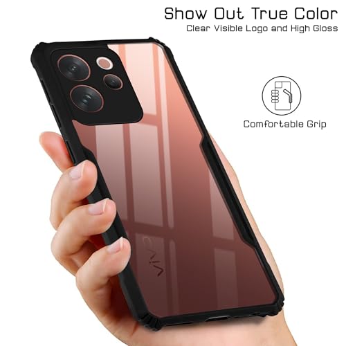 Image of Jkobi Hybrid Back Cover Case for Vivo V70 | Vivo V70 Elite 5G (Shockproof with Polycarbonate Clear Panel | Professional Black)