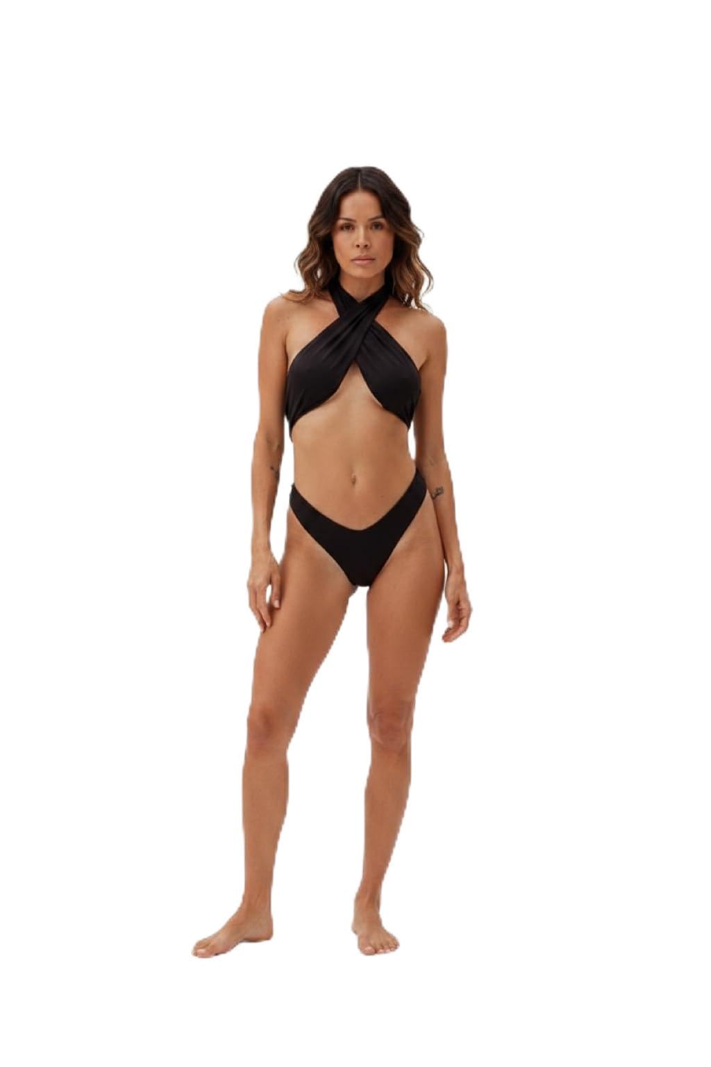 完売　lonely 黒 クロスバック セパレート　水着　上下　ロサンゼルス Amazon.co.jp: セクシークロスオーバービキニセット、ブラック