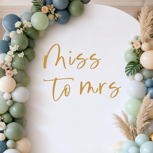 Miss to Mrs Sign for Backdrop - Miss to Mrs Decal for Bridal Shower Decorations Miss to Mrs Sign Banner Wall Sticker Gold for Engagement Bachelorette Wedding Party Decorations (Not Balloon)