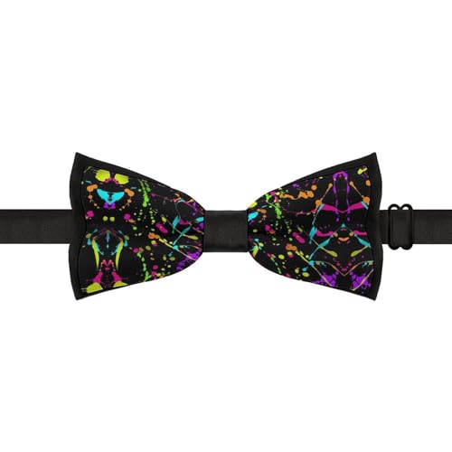 GoasNei Glow in Dark Splatter Neon Bow Tie for Men Adjustable Necktie Funny Tie Neck Ties for Weddings Party