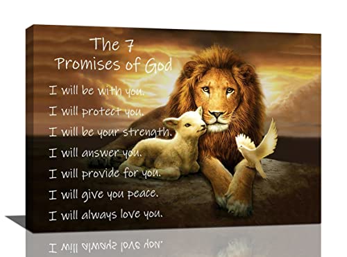 Miglior smartwatch per il nuoto da piscina ed in mare Arte da parete con leone di Giuda, decorazione religiosa cristiana, decorazione da parete con leone di agnello e colomba, dipinto le 7 promesse di Dio, opere d'arte motivazionali per chiesa,