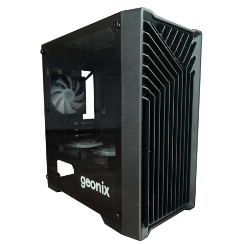 Image of Geonix Hydra Gaming PC Cabinet, 6 Pre-Installed ARGB Fans, Real Tempered Glass Side Panel, Micro-ATX /Mini-ITX Support, ATX PSU Compatible, SSD & HDD Support, USB 3.0, 4 Expansion Slots (Black)