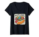 Photo Gallery donna hot dog floreale - vintage grafica hot dog wiener lover maglietta con collo a v Photo Gallery donna hot dog floreale - vintage grafica hot dog wiener lover maglietta con collo a v