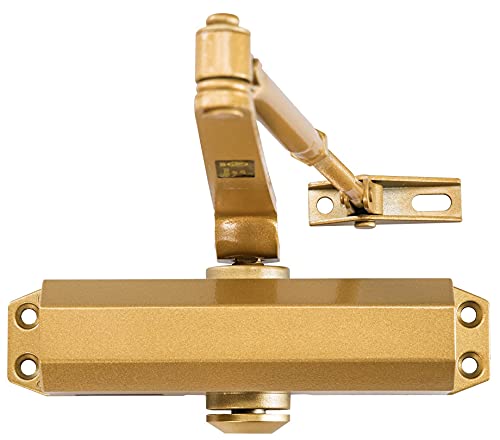 Lynn Hardware LYNN-DC5003-BRASS Light/Medium Duty Residential/Light Commercial Door Closer - Dc5003 Surface Mounted, Aluminum Door Closer, Adjustable Closing, Grade 2 & Ul 3 Hour Fire Rated - Us4 Satin Brass/Gold