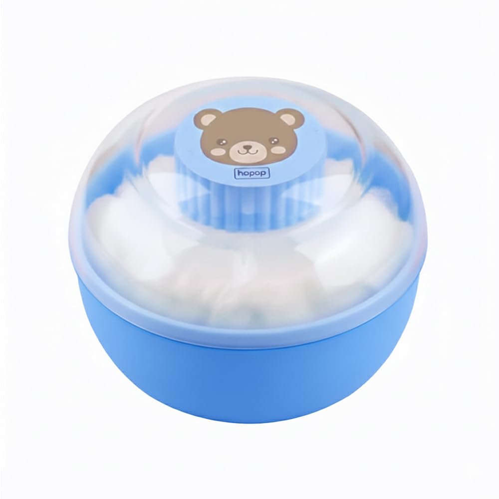 Hopop Powder Puff with Box | Soft & Gentle Powder Puff for Babies with Box Holder Container for New Born and Kids | BPA Free Baby Powder Box | Skin-Friendly | Easy to use | Blue-image-21