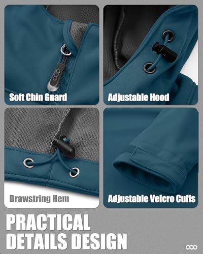 Image of 33,000ft Men's Softshell Jacket with Hood Waterproof Windbreaker Lightweight Rain Shell Jacket for Outdoor Hiking Travel