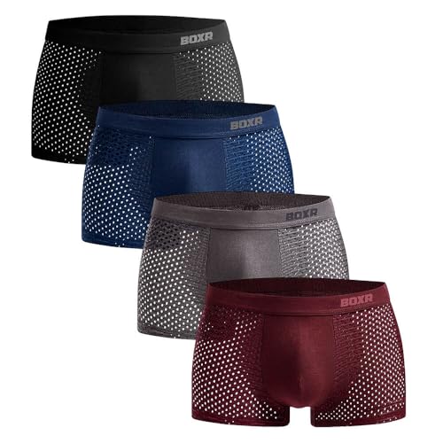 BOXR Calzoncillos Hombre Boxer de Bambú Pack de 4 – Suaves, Transpirables y Cómodos – Ropa Interior Hombre para Uso Diario y Deporte (Tallas S–3XL)