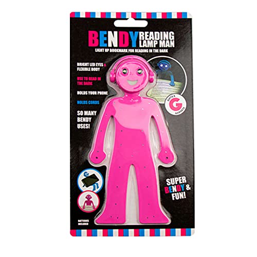 Gem Imports Flexible Novelty Reading Lamp | Portable Light Up Man | Study, Work, Repair, Craft & Bookmark Holder (Pink)
