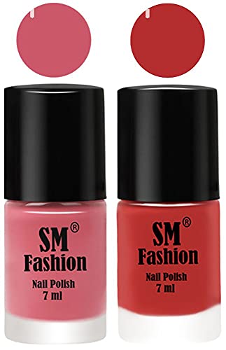 Image of Long Lasting Nail Polish | Nail Paint Combo 7 ml Each) - Set of 2 Nude Pink-Coral Pink