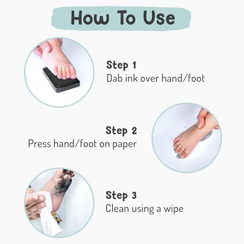Baby Hand and Footprint Kit by Forever Fun Times | Get Hundreds of Detailed Prints with One Baby Safe Ink Pad | Easy to Clean, and Works with Any Paper or Card | Clean and Safe (Big Black) — view 3