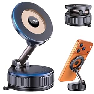 Vooii Soporte magnético para teléfono de coche, soporte ajustable para teléfono con ventosa, color negro