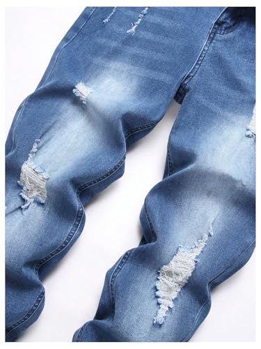Verdusa Men's Ripped Distressed Jeans Straight Leg Slim Fitted Casual Denim Pants4