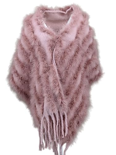 LVCOMEFF Women Natural Turkey Feather Shawl Wrap for Party Casual Winter Luxurious Feather Furry Stoles
