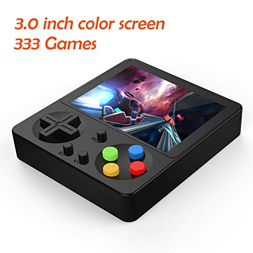 LFJSTECH Handheld Game Console, 333 Classic Games 3 Inch LCD Screen Portable Retro Video Game Console Support for Connecting TV and Two Players, Good Gifts for Kids and Adult. (Black)