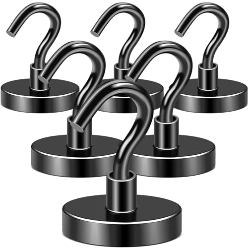 Image of DIYMAG Magnetic Hooks,170lbs Heavy Duty Magnets with Hook Black 6 Pack