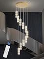 ykolupty Large Chandeliers for Living Room Modern Crystal Gold Chandeliers Spiral Staircase Pendant Light High Ceiling Lamp Fixture for Foyer Entrance Dimmable 2700-6000K