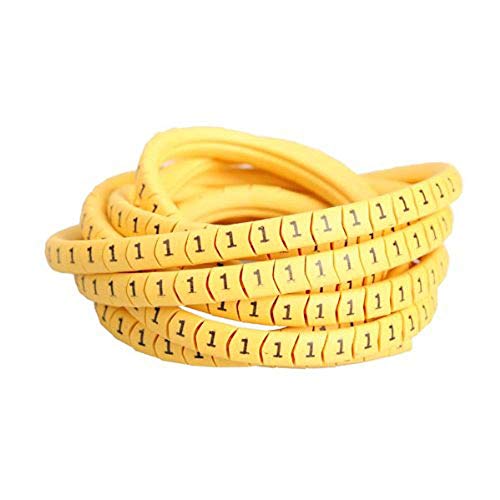 Image of Care N Touch 0 to 9 Numbers Yellow Flexible PVC Cable Ferrules Marker Labels Tags Tube Sleeve 6 mm Wire (100x10 Pieces)