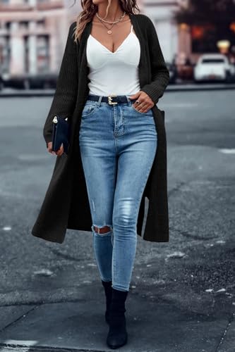 Image of Danedvi Long Cardigan Sweaters Women Trendy Open Front Coat with Pockets