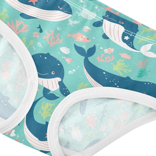 Cute Whales Girls' Underwear Cotton Girls Briefs Soft Toddler Underwear 2T4