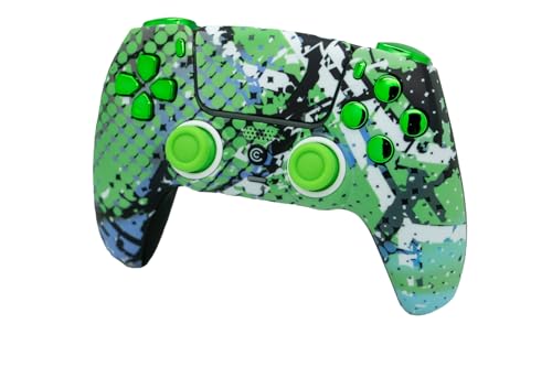 Image of Custom Controllerzz Custom Wireless Controller Compatible with PS5 - Multiple Designs Available (Swamp Fade & Green Chrome)