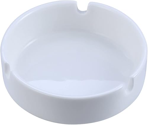 Ceniceros redondos de cerámica Cenicero de bar de hotel comercial Cenicero blanco simple Cenicero blanco para el hogar, dormitorio, sala de estar,