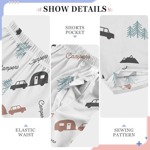 CaTaKu Boys Van Truck Camping Pants for Boys Girls Wide Leg Sweatpants Kids Long Bottoms with Pockets Size 6-14Y4