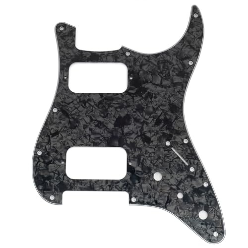 Musiclily Pro 11 Holes ST HH Guitar Pickguard with Round Corner Uncovered Humbucker 2-Pot Mini Switch Layout for Fender Squier Strat Style Electric Guitar