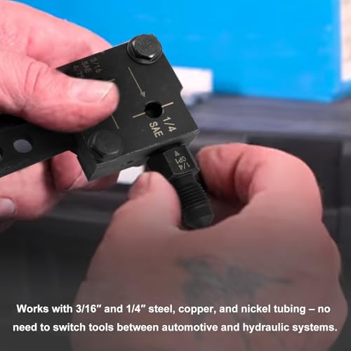 Image of RULLINE 3 /16 inch & 1 /4 inch Double Flaring Tool Kit - Heavy Duty Brake Line Flarer for Auto /Motorcycle /Truck Repair (Copper /Aluminum /Steel)