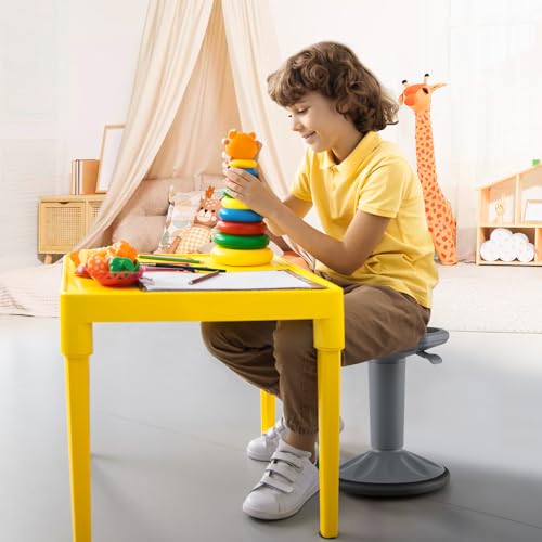 Image of Giantex Wobble Stools for Classroom Seating - Wiggle Stool with Adjustable Height, 24 inch Active Learning Stool, Sitting Balance Chair for School, Office Stand Up, Flexible Seating Wobble Chair, Grey