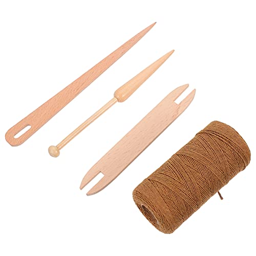 AUTSUPPL Knitting Craft Kit Knitting Needle Set Wood Shuttle Stick for Beginners