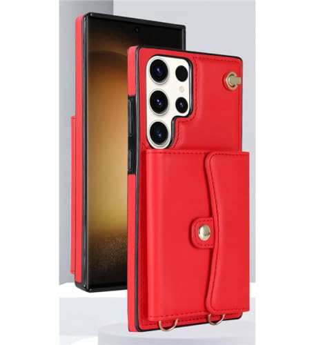 Étui de téléphone à rabat en cuir rouge pour Samsung Galaxy A14 A54 A04S