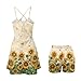 Xpyeesfuen Sunflower Women's Tennis Dress Built-in Shorts Exercise Workout Golf Athletic Dress with Pockets Covering Side Breasts Fits Summer All-Day Comfort