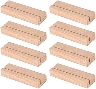 8 Pieces Wood Place Card Holders Wood Table Number Holder Stands Photo Picture Card Holders for Wedding Party Menu Table Decorations, 3.55 Inches Length