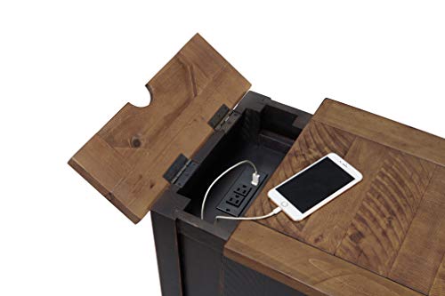 Martin Svensson Home Chairside Table - Antique Black and Honey - Rustic Style - with One Drawer and Cabinet for Storage - Image 5