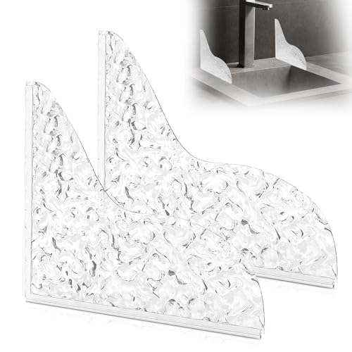 Bathtub Splash Guard – 2-Pack Clear Acrylic Self-Adhesive Water Barrier – Durable Shower Corner Protector for Bathroom, Kitchen Sink, Tub, and Countertop – Easy Installation, Leak Prevention