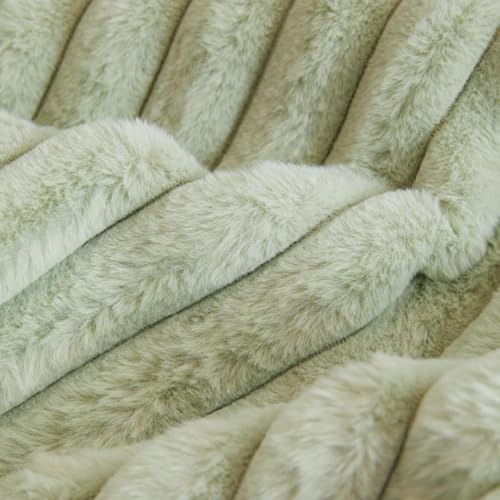 Image of HOMETHREADS Thick & Soft Fur Plush Sofa Cover-Luxurious Cozy Slipcover, Washable & Pet-Friendly, Anti-Scratch Protector for Sofas (Faux Linning Green, 3 Seater | 180x70cm)