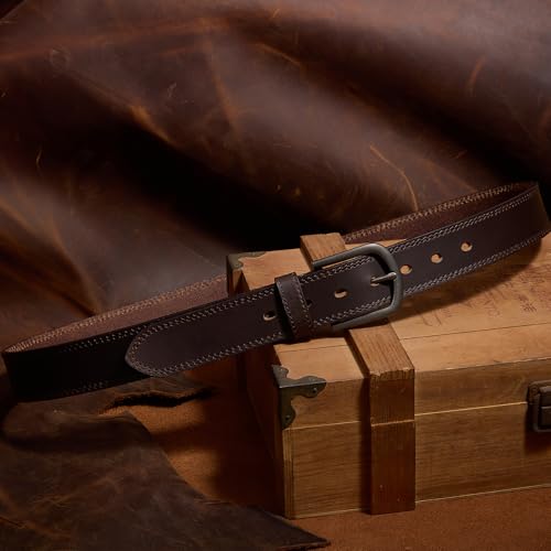 Men's Full Grain Leather Belt for Everyday Casual Jeans, 1.5" Handmade Men Leather Belts with Gift Box2